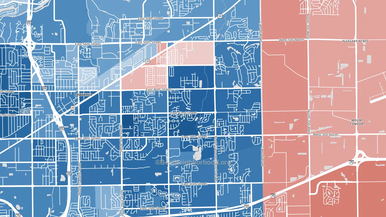 46235, IN block-group political-lean map