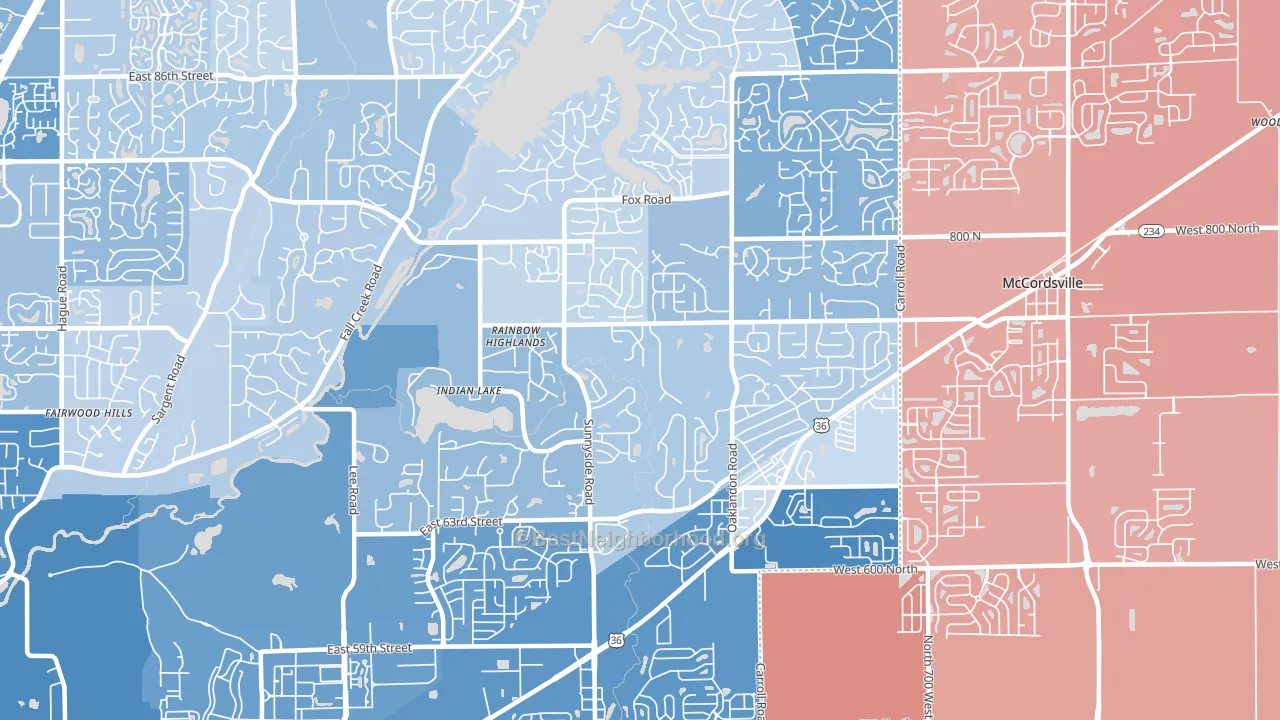 46236, IN block-group political-lean map