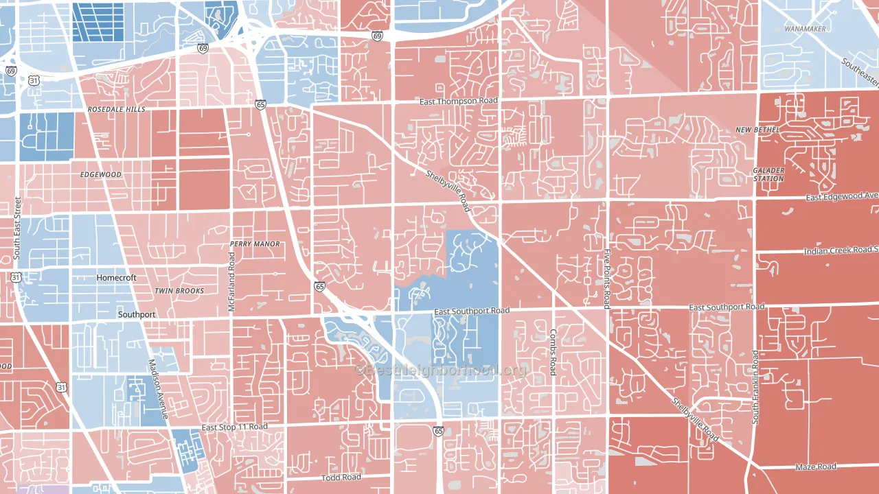 46237, IN block-group political-lean map