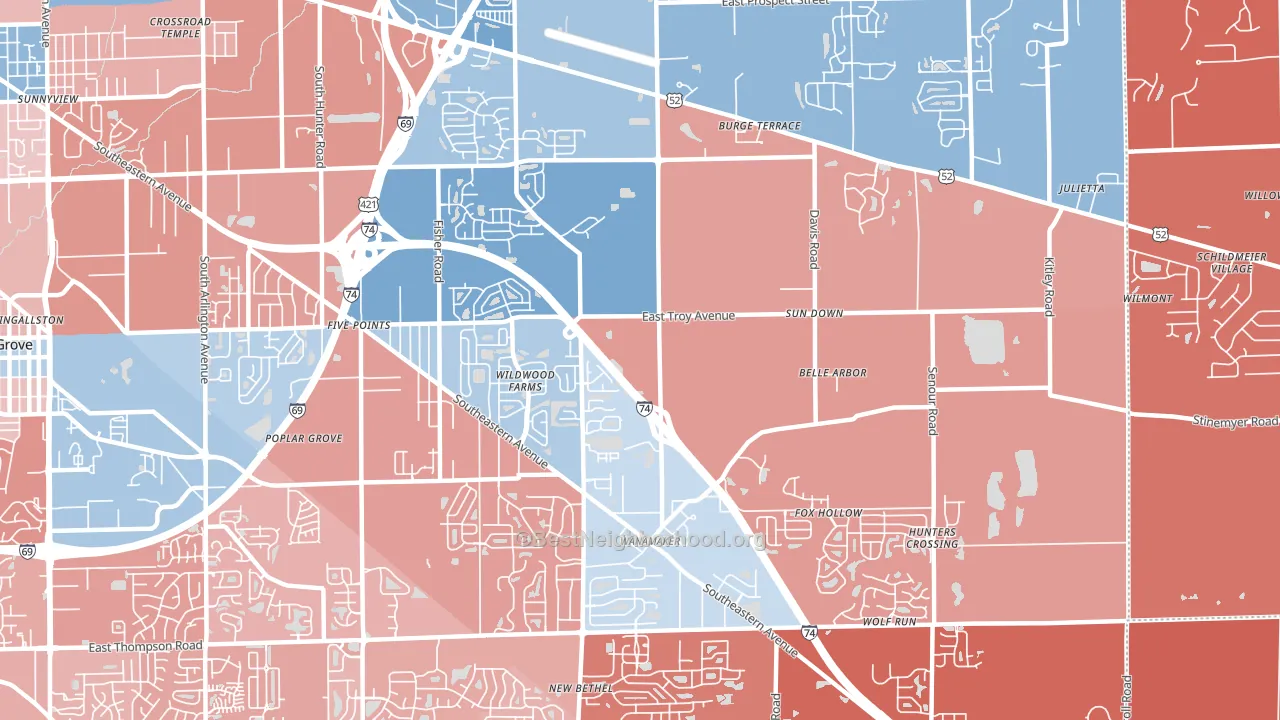 46239, IN block-group political-lean map