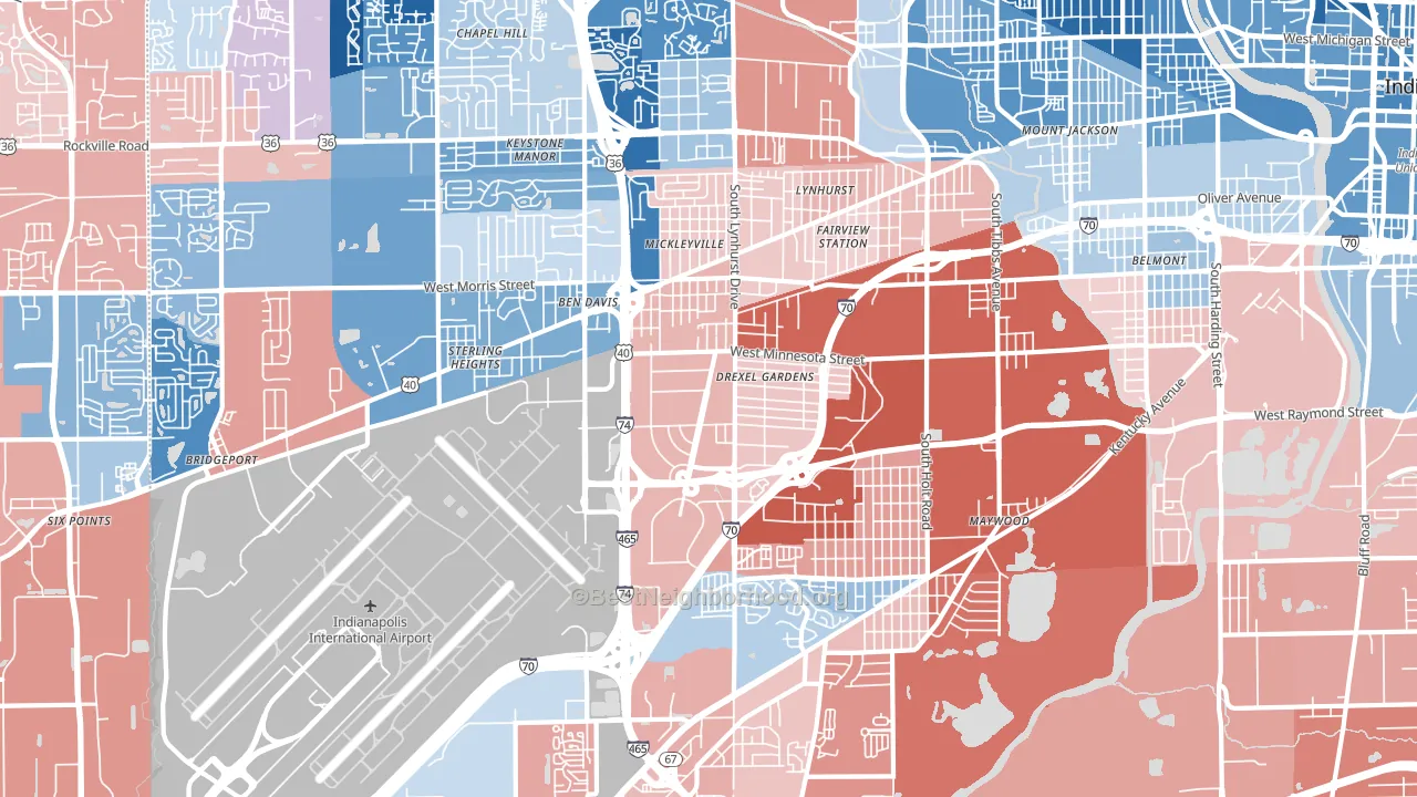 46241, IN block-group political-lean map