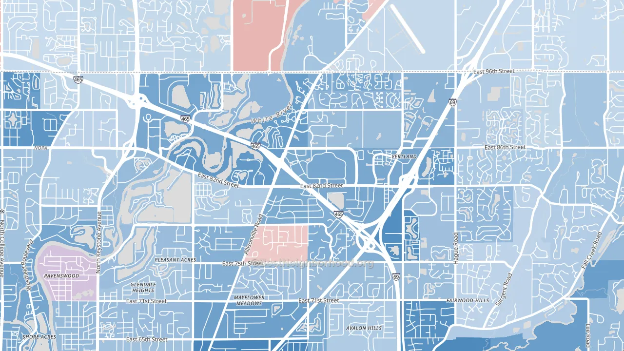 46250, IN block-group political-lean map