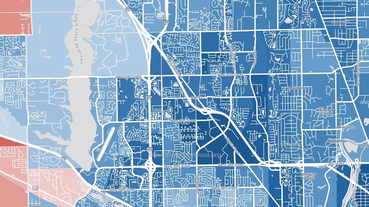 46254, IN block-group political-lean map