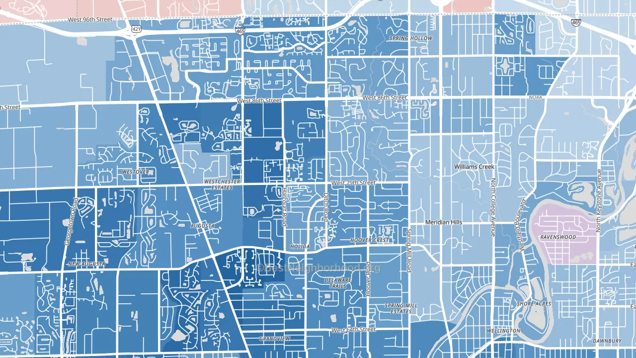 46260, IN block-group political-lean map