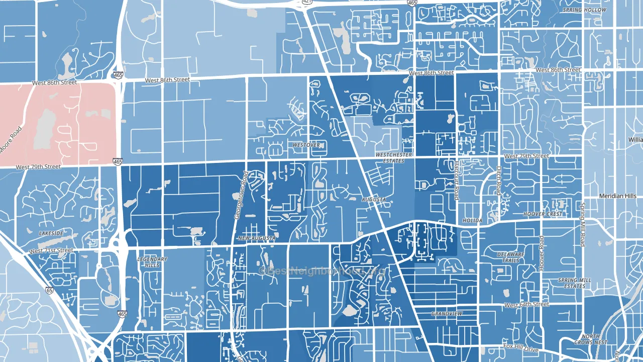 46268, IN block-group political-lean map