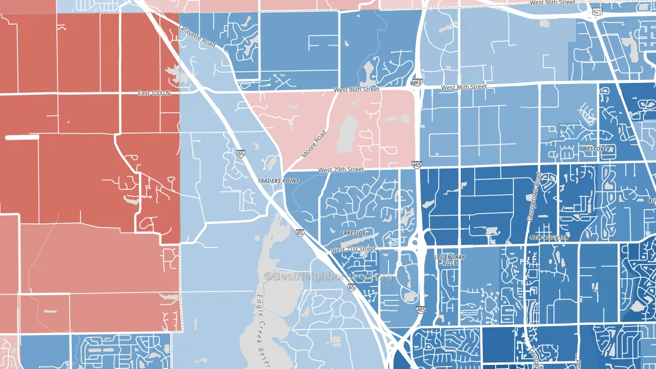 46278, IN block-group political-lean map