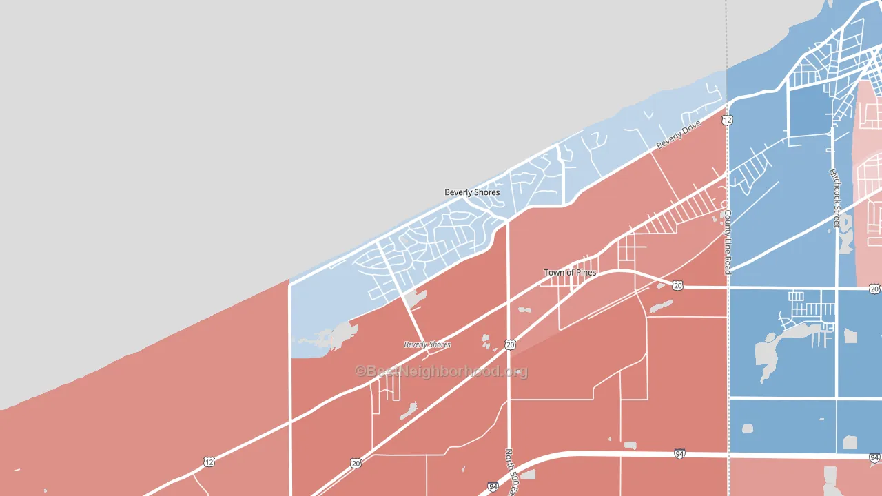 46301, IN block-group political-lean map