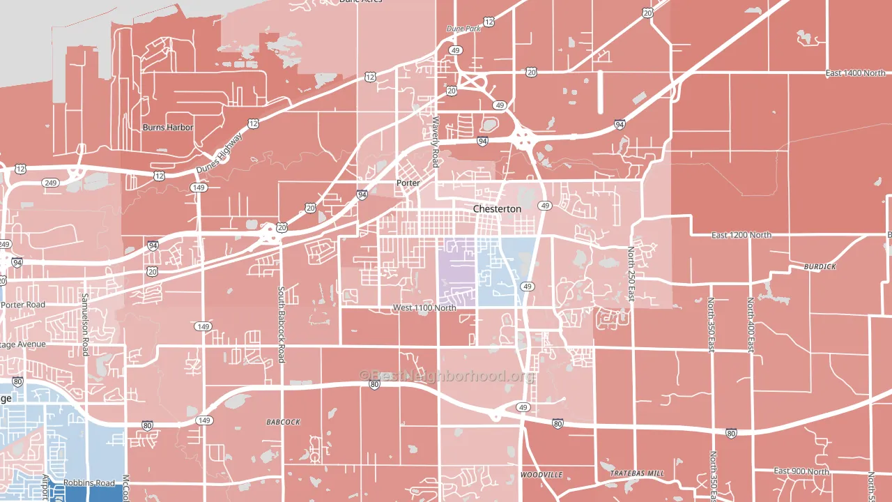 46304, IN block-group political-lean map