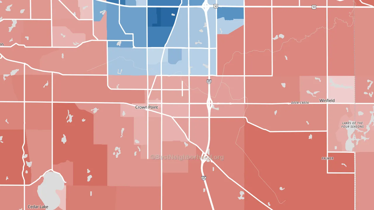 46307, IN block-group political-lean map