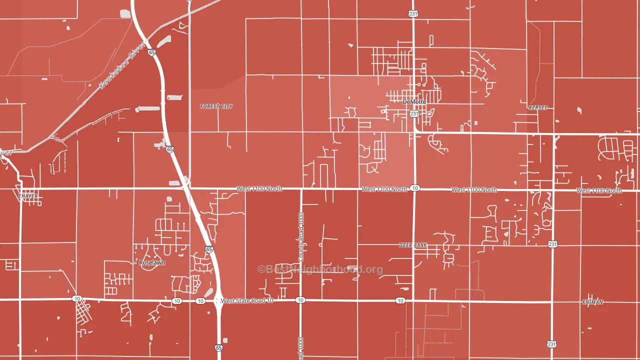 46310, IN block-group political-lean map