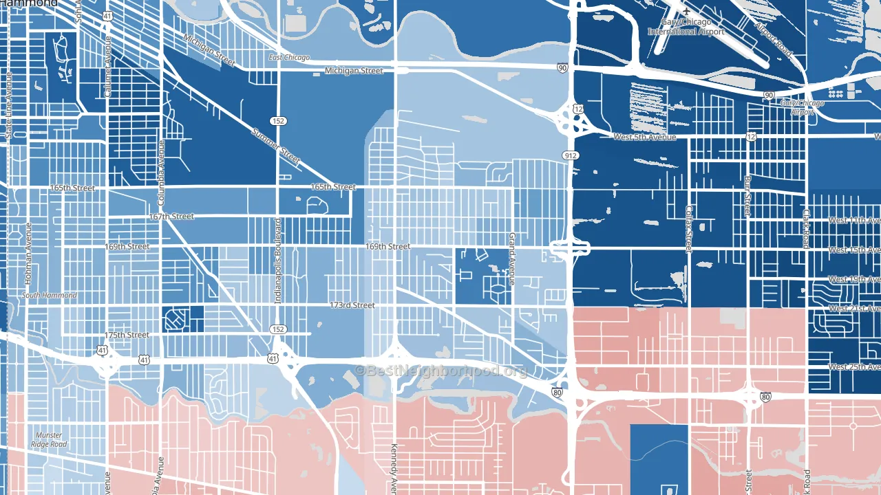 46323, IN block-group political-lean map