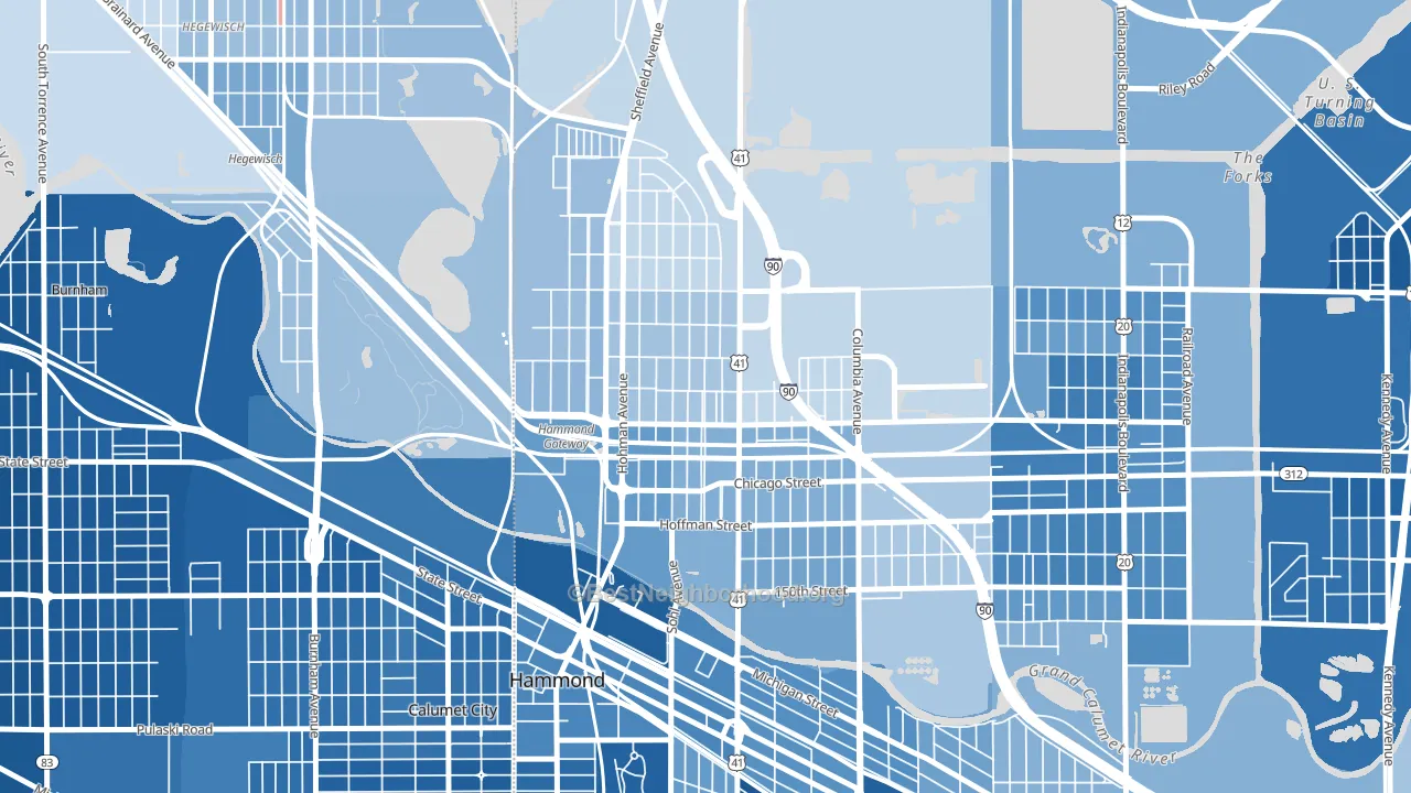 46327, IN block-group political-lean map