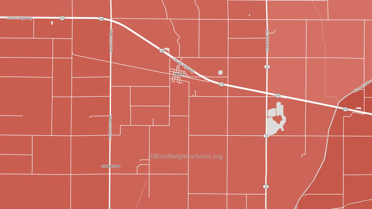 46340, IN block-group political-lean map