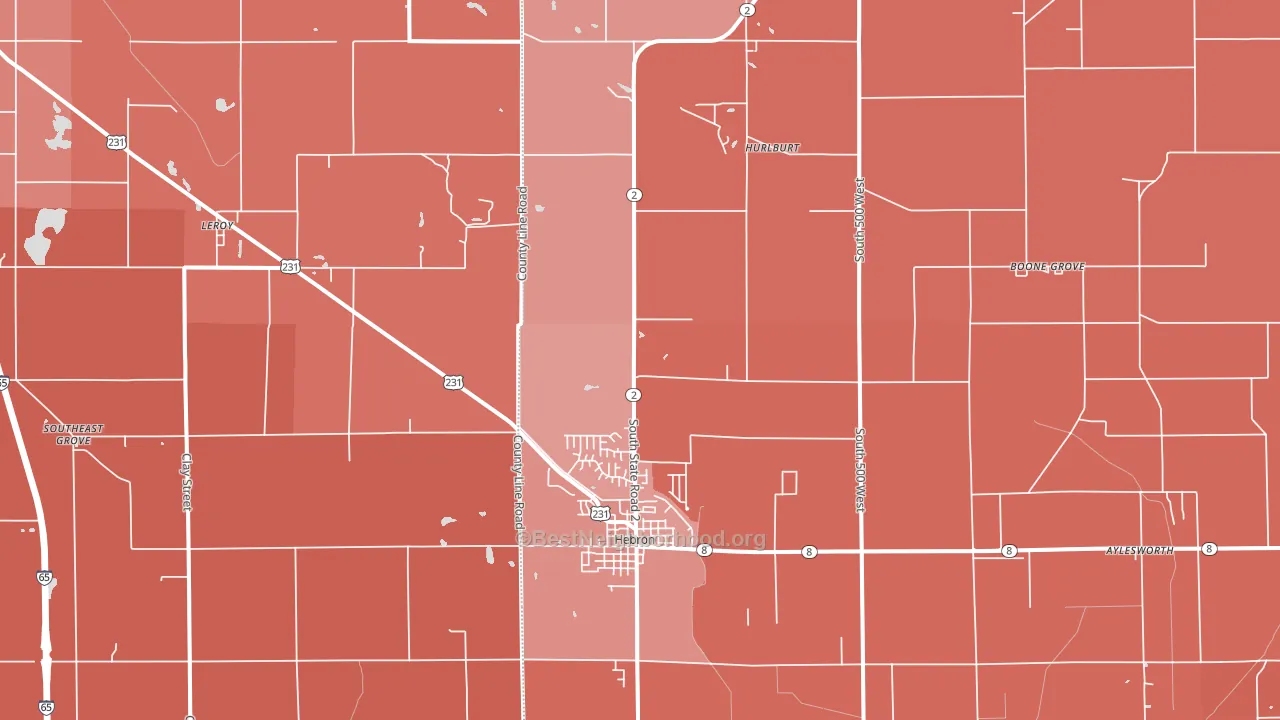 46341, IN block-group political-lean map