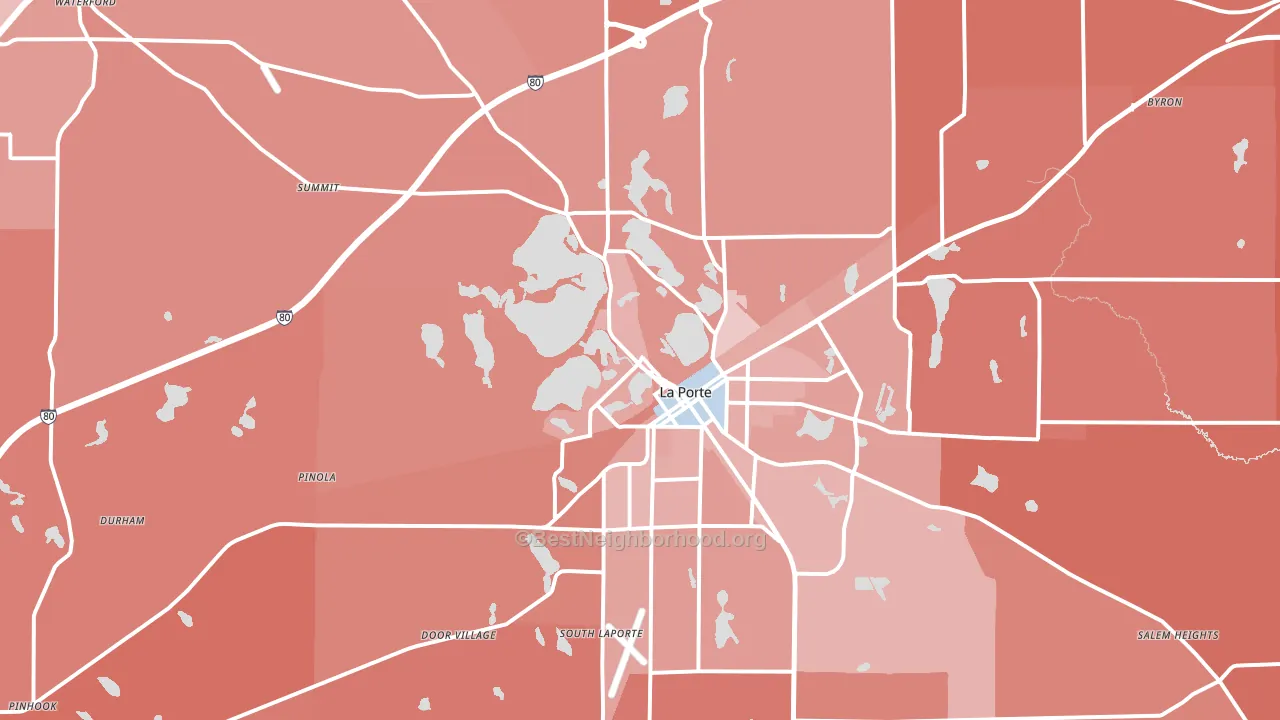 46350, IN block-group political-lean map