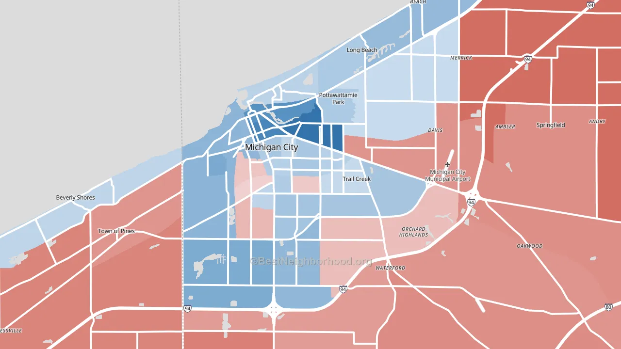 46360, IN block-group political-lean map