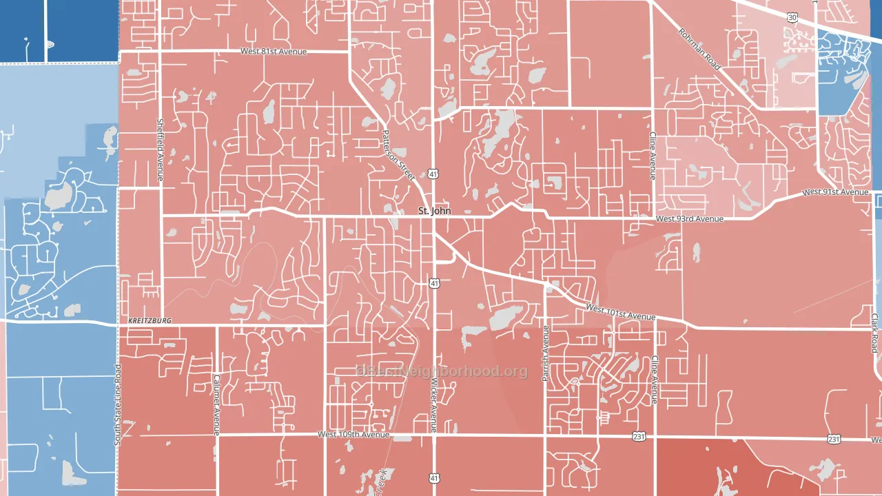 46373, IN block-group political-lean map