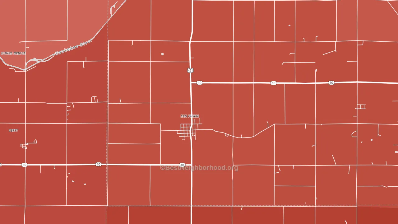 46374, IN block-group political-lean map