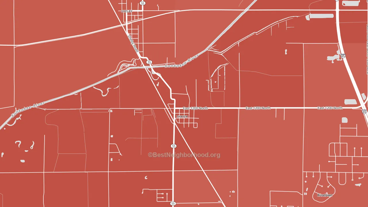 46381, IN block-group political-lean map