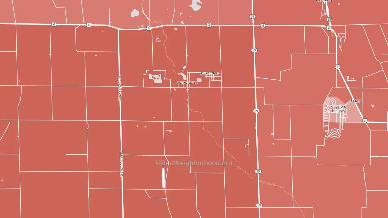 46382, IN block-group political-lean map