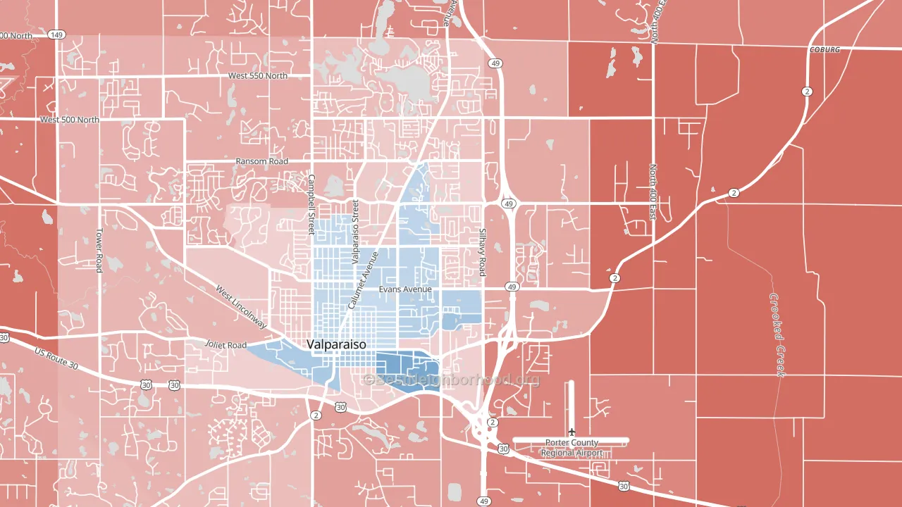 46383, IN block-group political-lean map