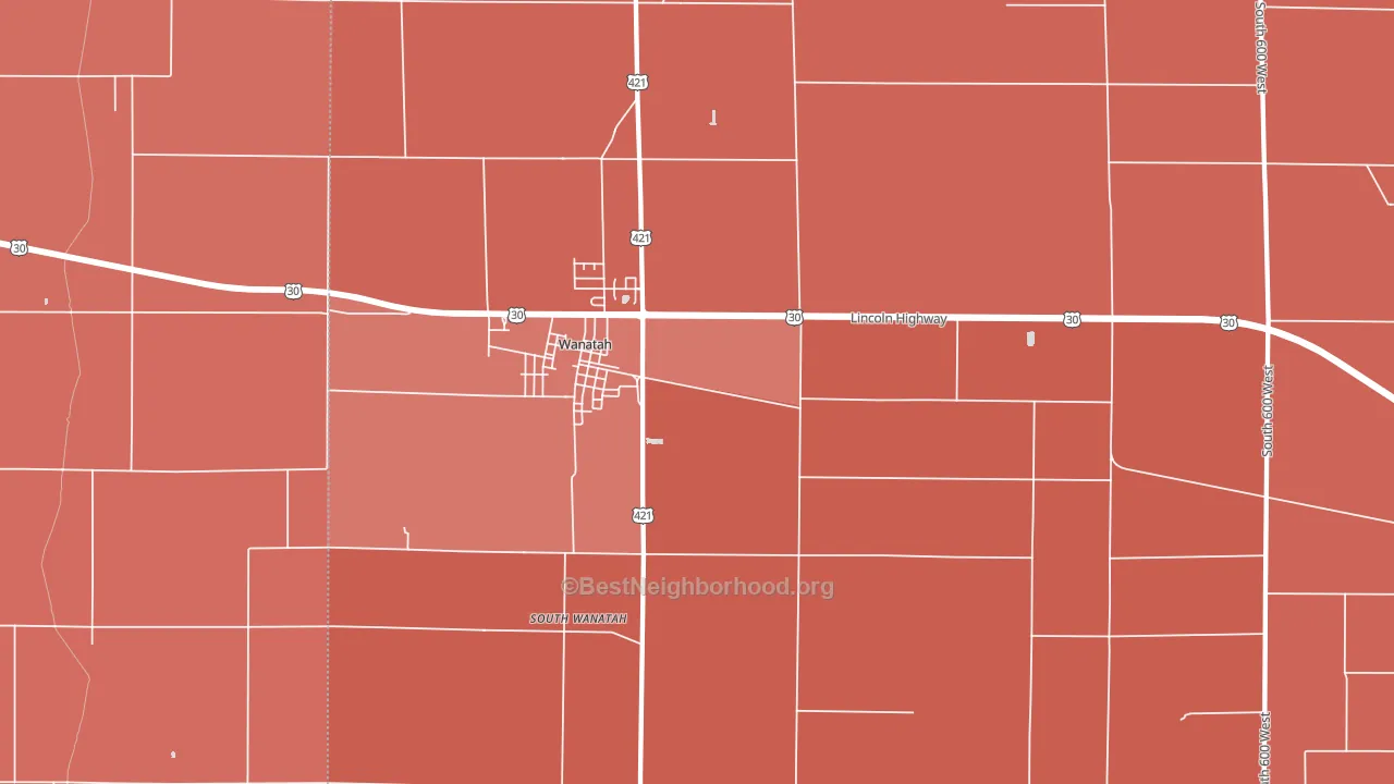 46390, IN block-group political-lean map