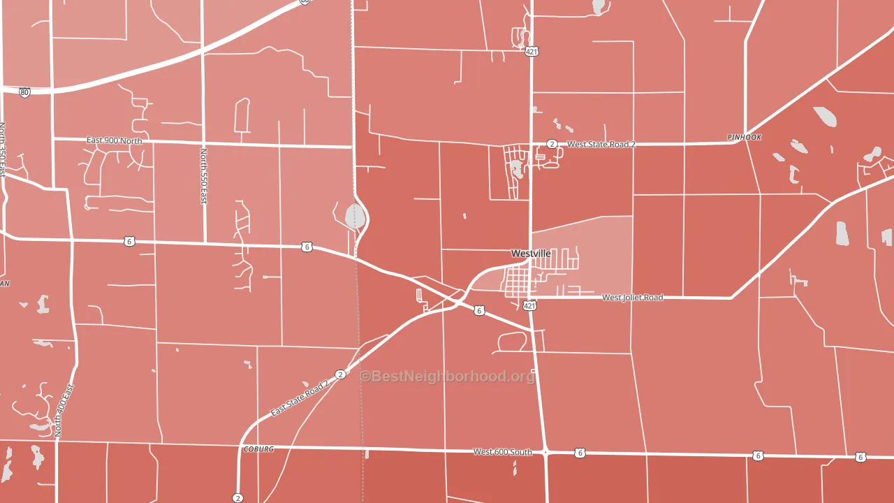 46391, IN block-group political-lean map