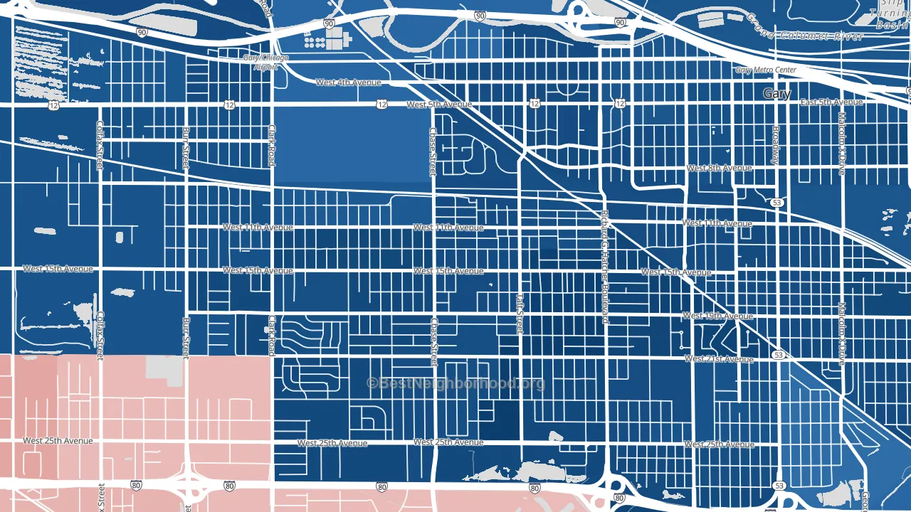 46404, IN block-group political-lean map
