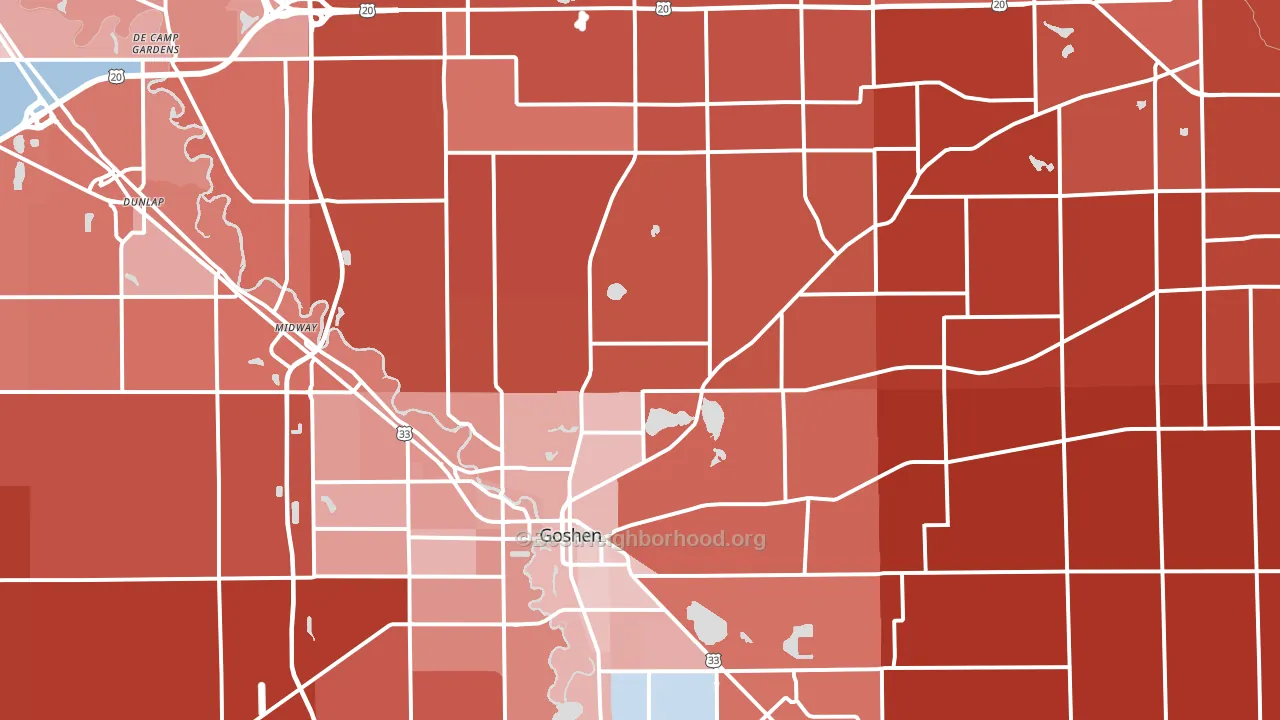 46528, IN block-group political-lean map