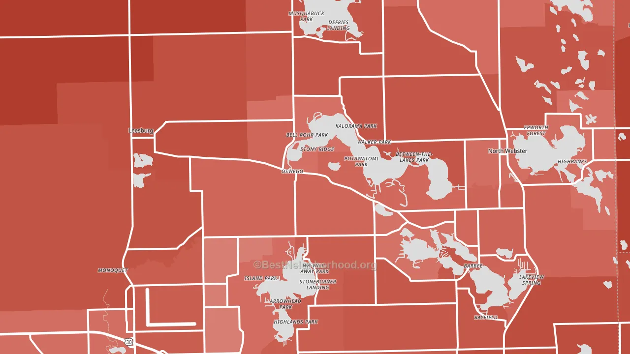 46538, IN block-group political-lean map