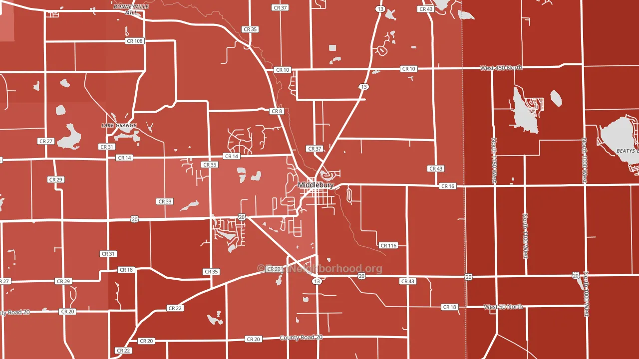 46540, IN block-group political-lean map