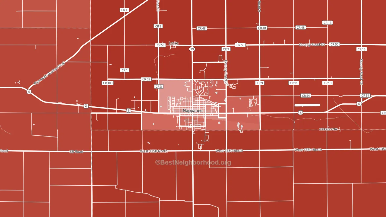 46550, IN block-group political-lean map