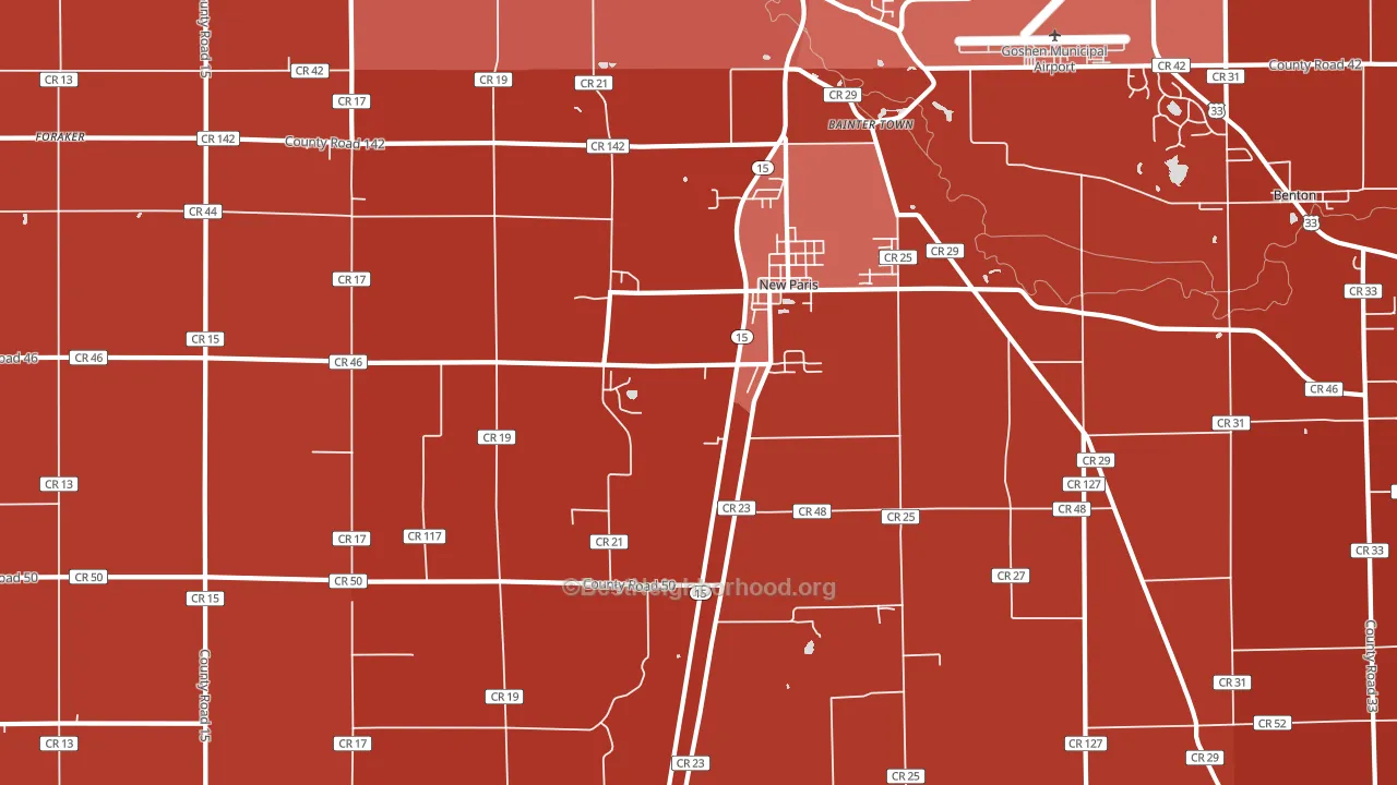 46553, IN block-group political-lean map