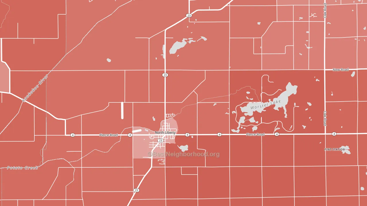 46554, IN block-group political-lean map