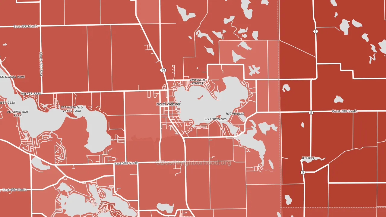 46555, IN block-group political-lean map
