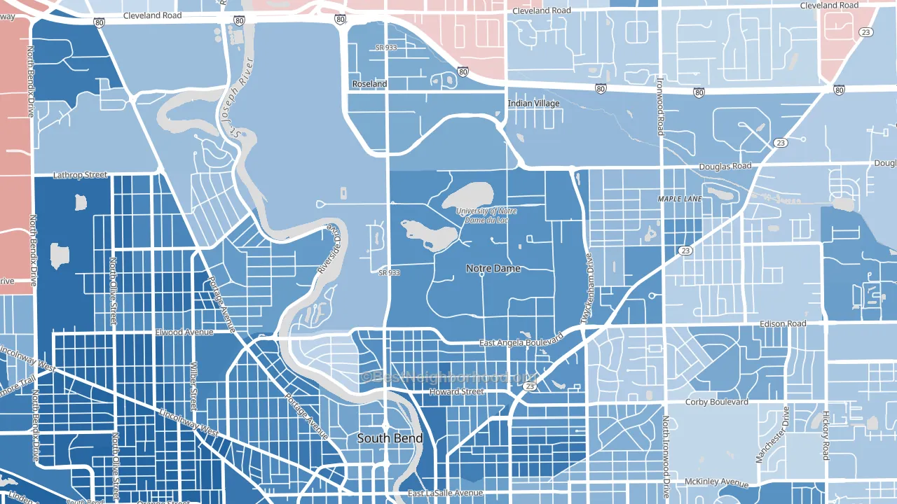 46556, IN block-group political-lean map