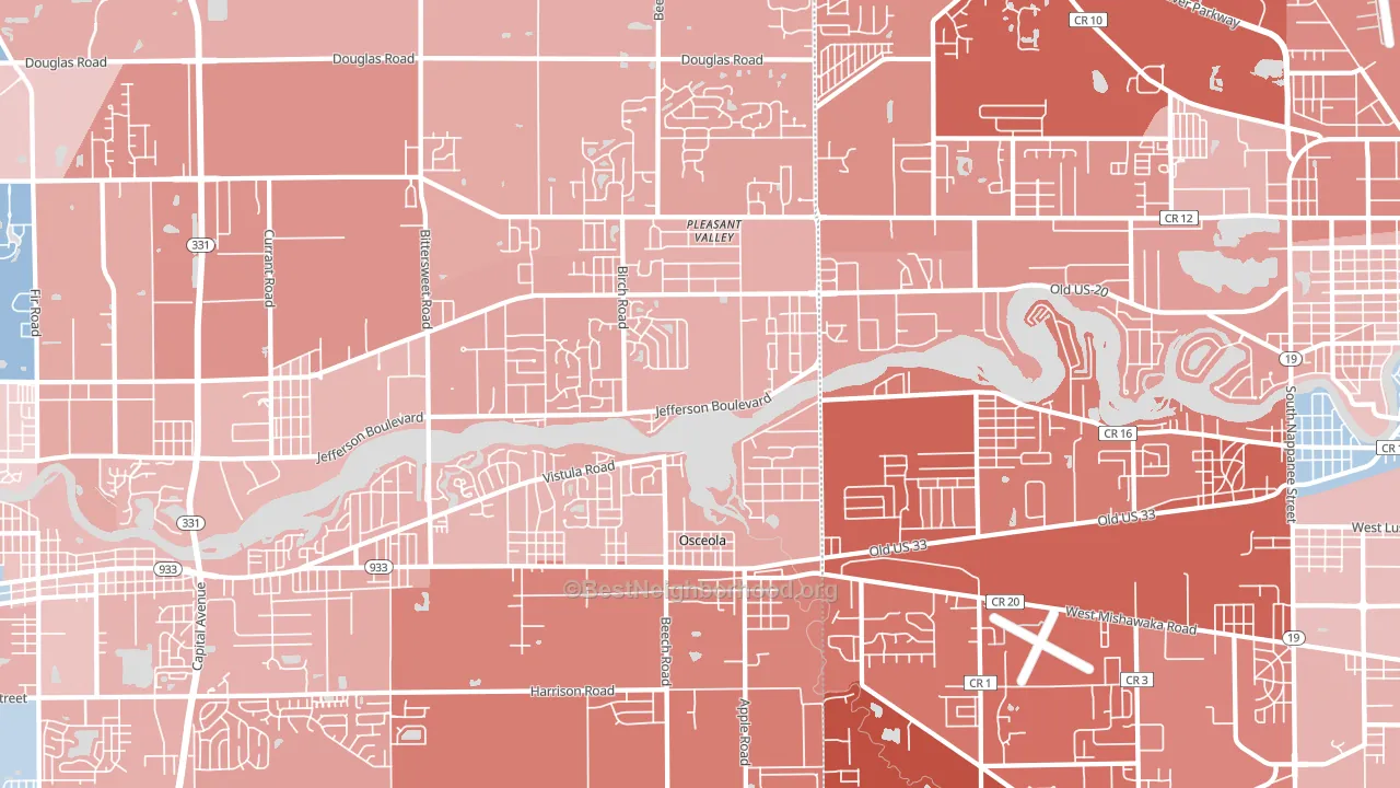 46561, IN block-group political-lean map