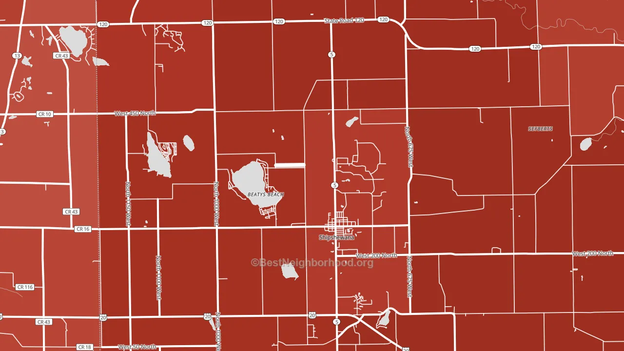 46565, IN block-group political-lean map
