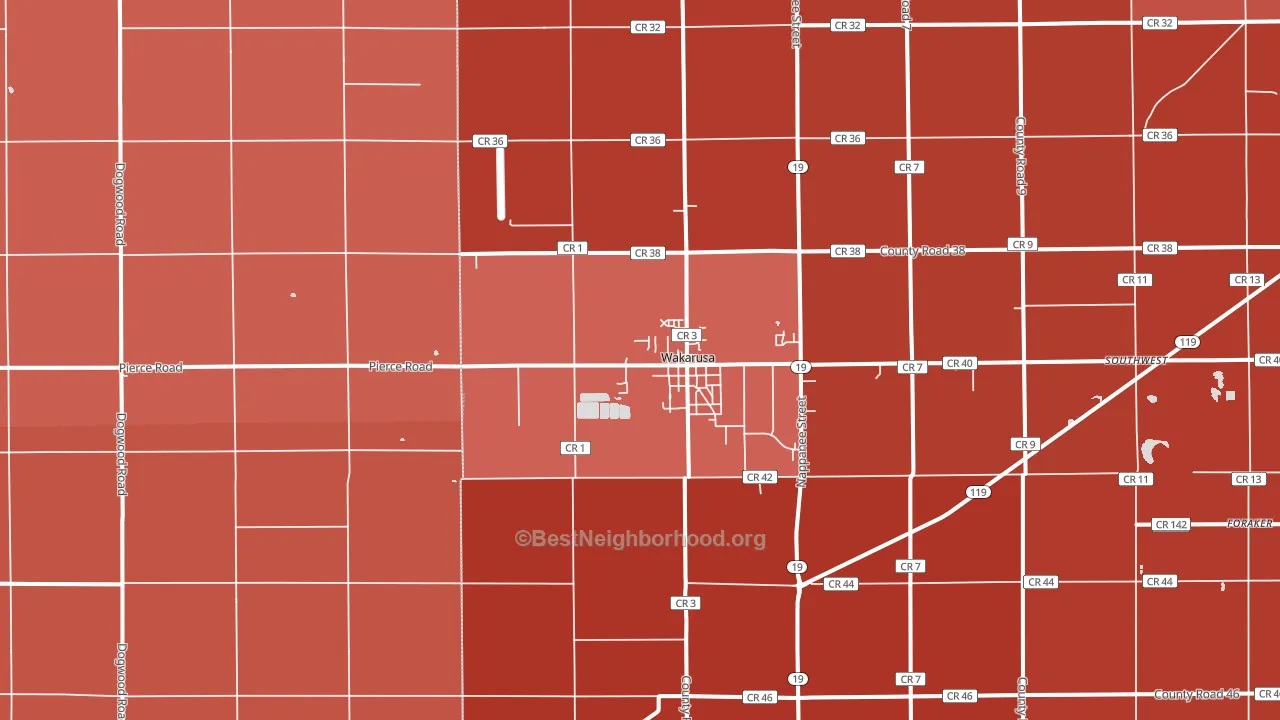 46573, IN block-group political-lean map