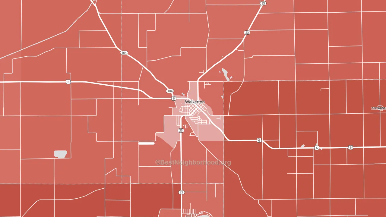 46574, IN block-group political-lean map