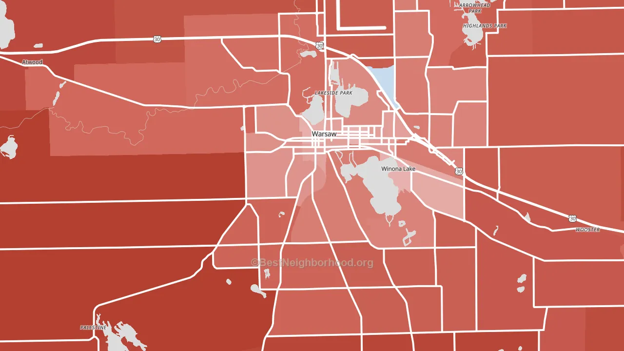 46580, IN block-group political-lean map