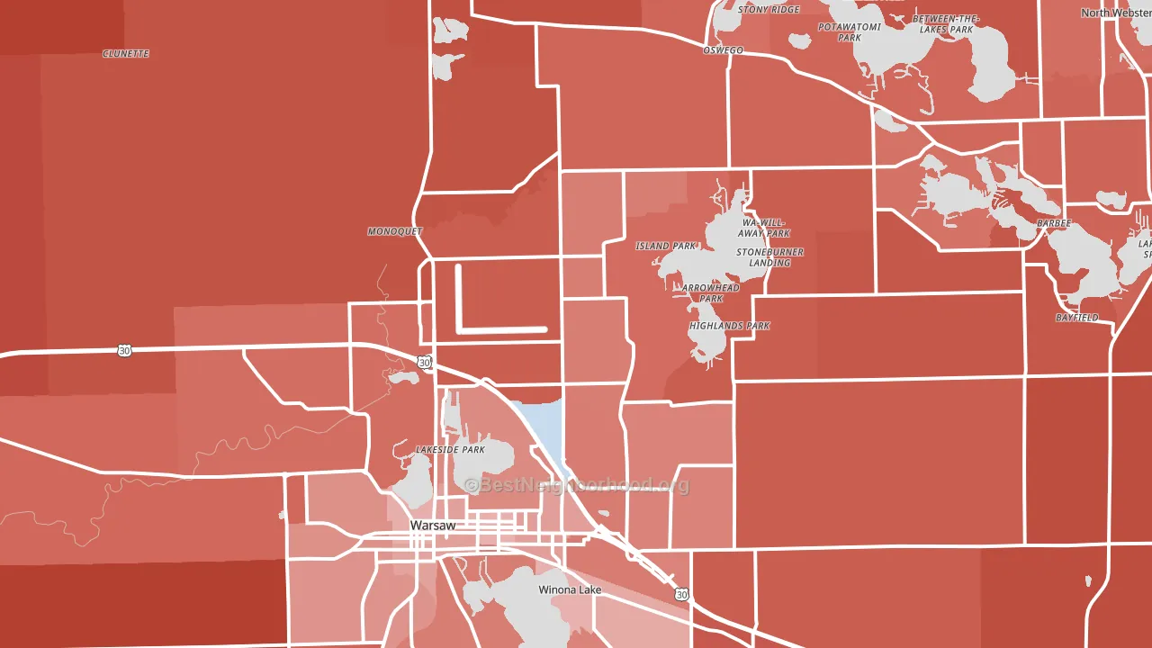 46582, IN block-group political-lean map