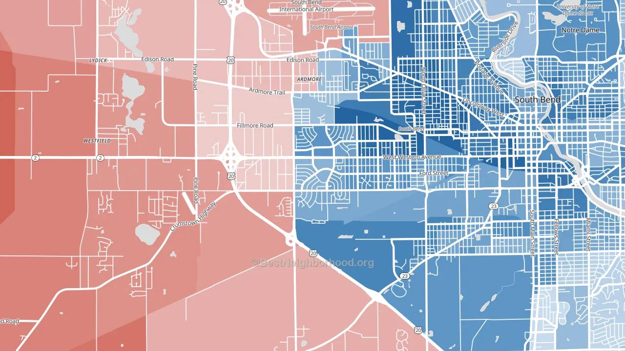 46619, IN block-group political-lean map