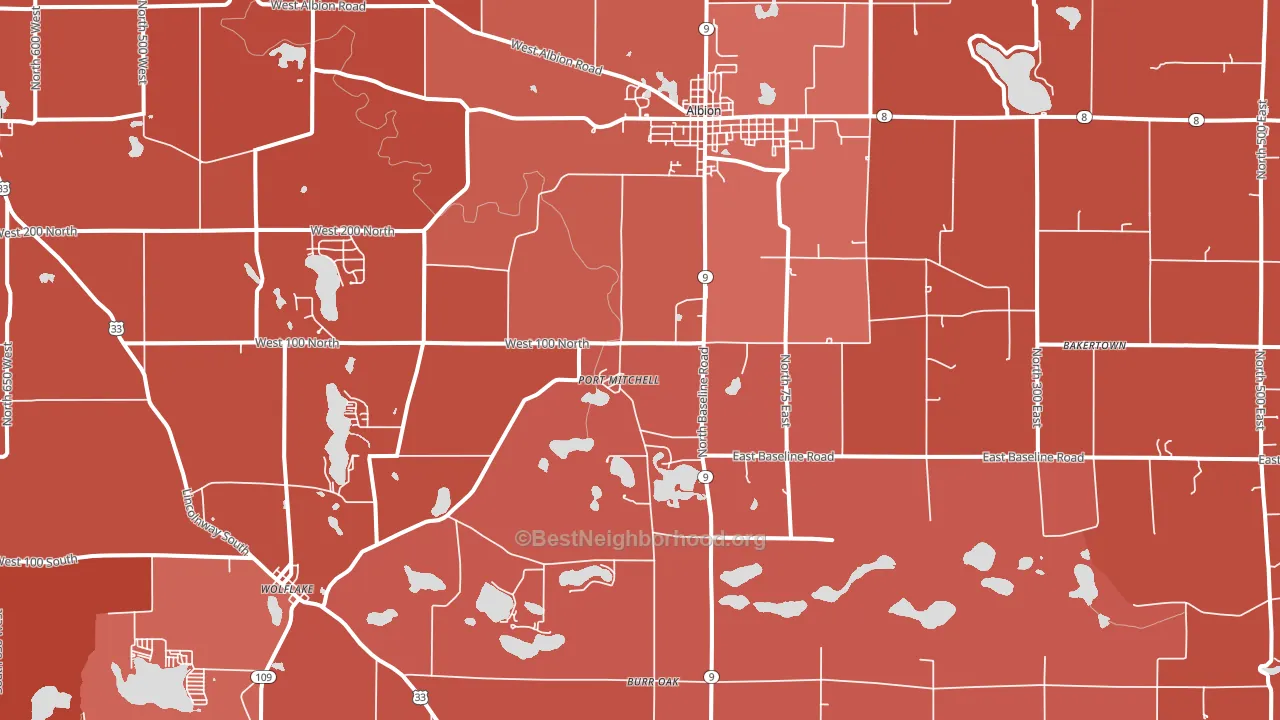 46701, IN block-group political-lean map