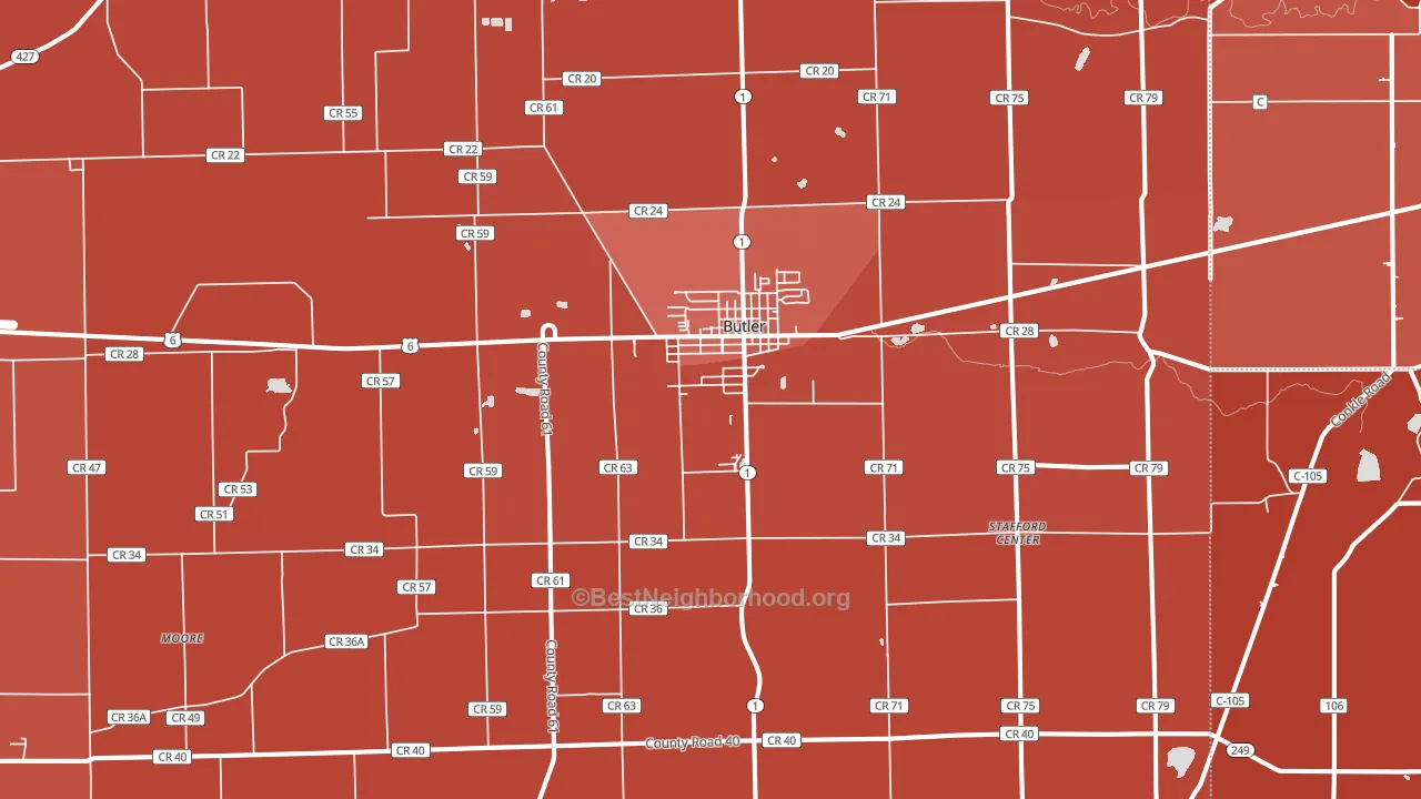 46721, IN block-group political-lean map