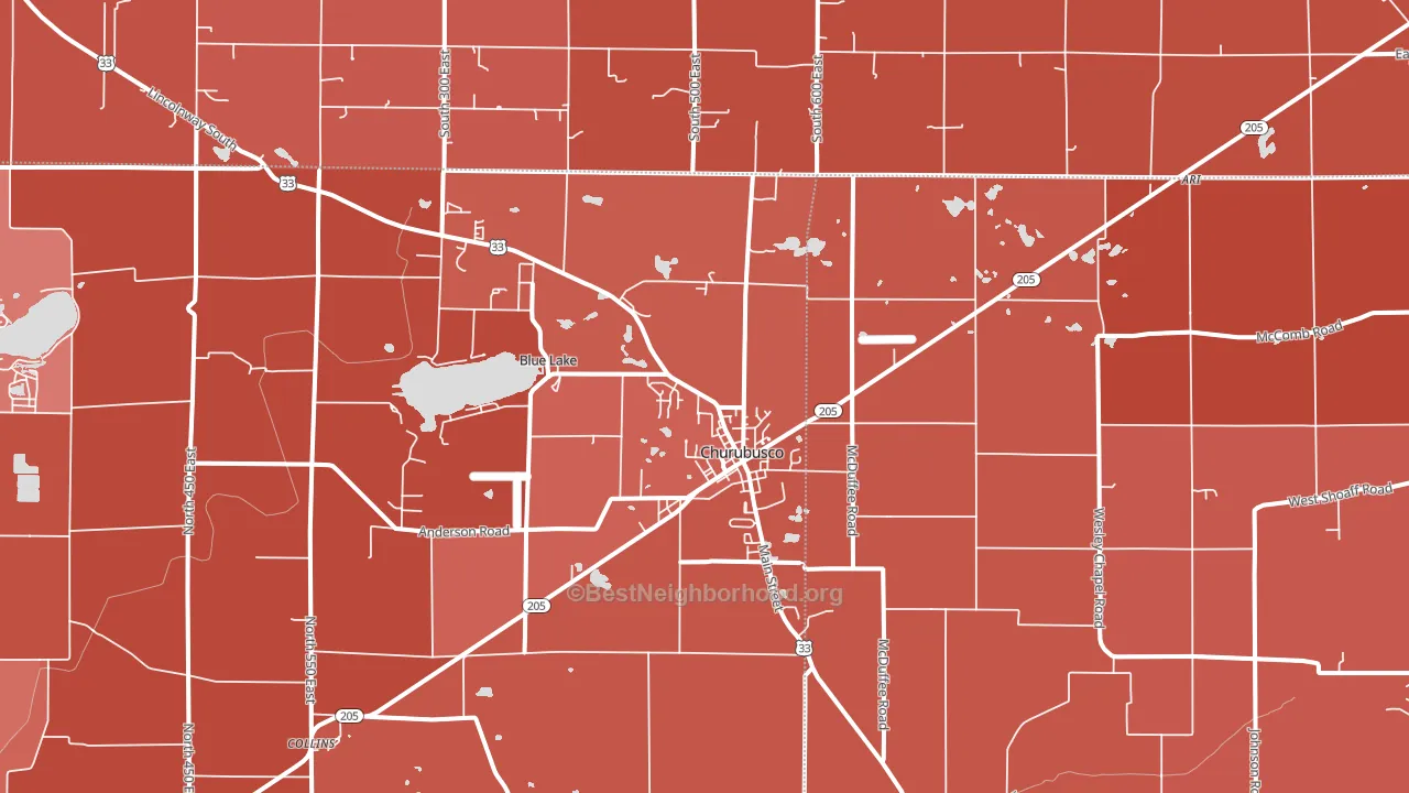 46723, IN block-group political-lean map