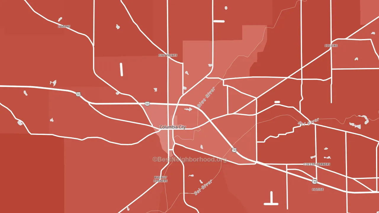 46725, IN block-group political-lean map