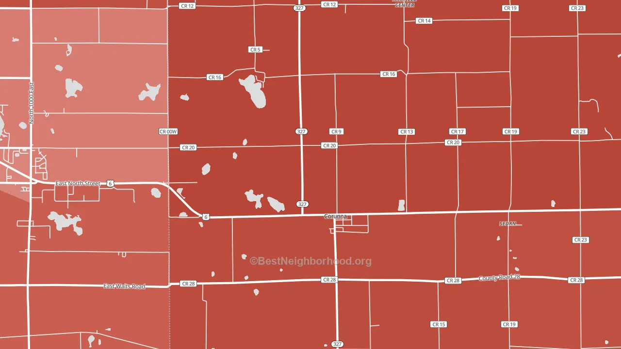 46730, IN block-group political-lean map
