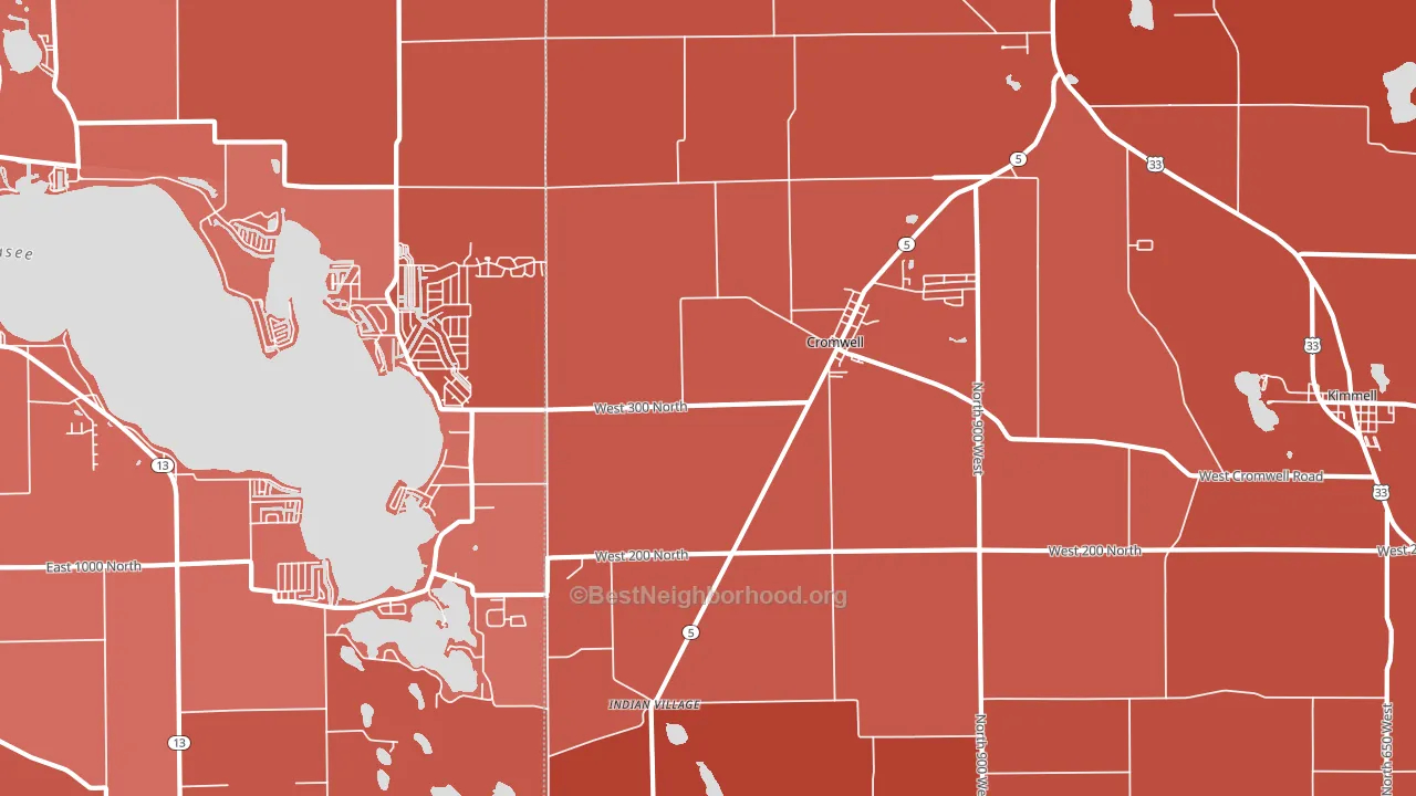 46732, IN block-group political-lean map