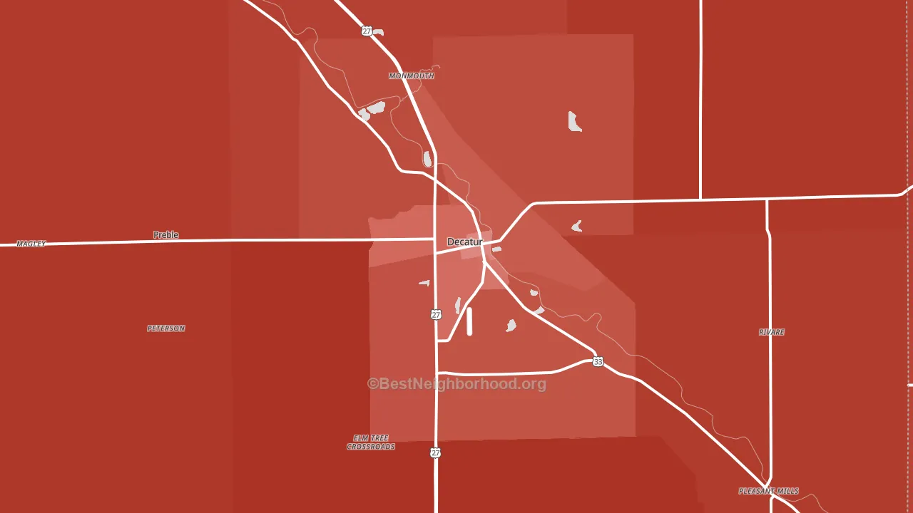 46733, IN block-group political-lean map